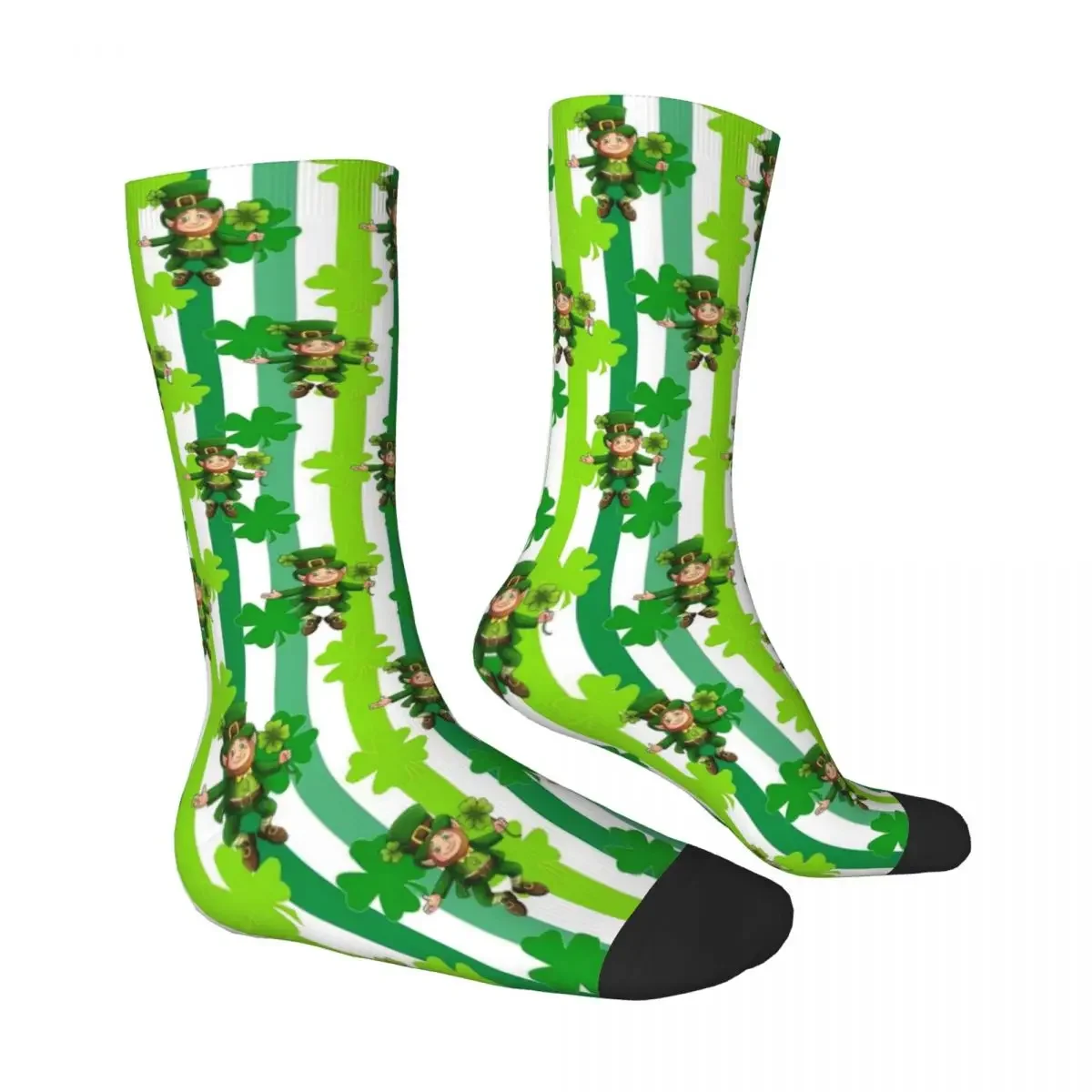 St Patricks Day Stockings Women Leprechaun Shamrock Socks Comfortable Harajuku Socks Spring Cycling Non Slip Pattern Socks Gift