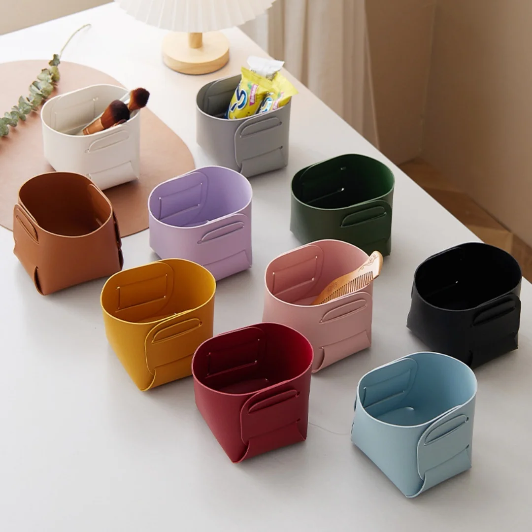 Creative PU Leather Storage Box Nordic Desktop Decorate Jewelry Keys Display Tray Makeup Organizer Container Books Plants Holder