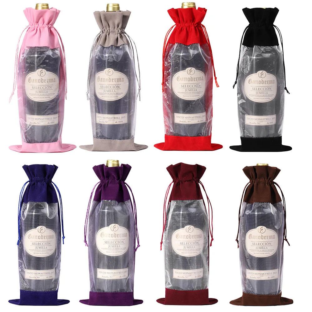 

20PCS/Lot Wine and Champagne Storage Gift Bags Drawstring Pocket High Quality Flannelette Wine Bags Wholesale