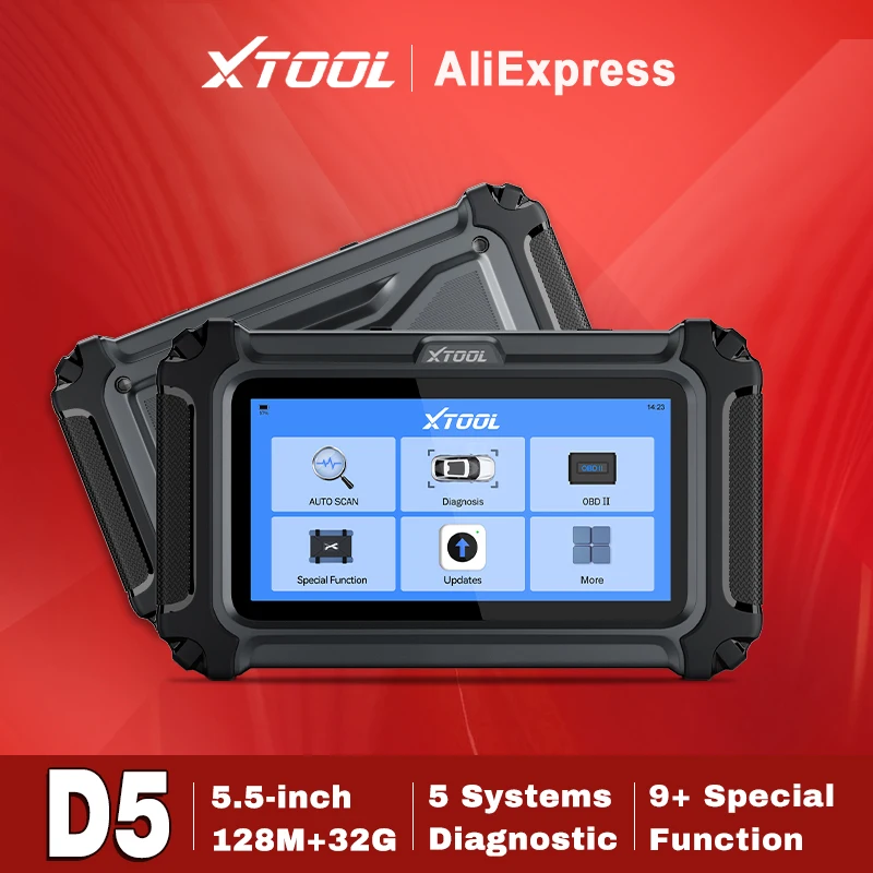 XTOOL D5 OBD2 Scanner ECM/TCM/ABS/SRS/EPB 5 Systems Auto Vin Diagnostic Tool with 9 Reset CAN FD FCA OBD2 Code Reader