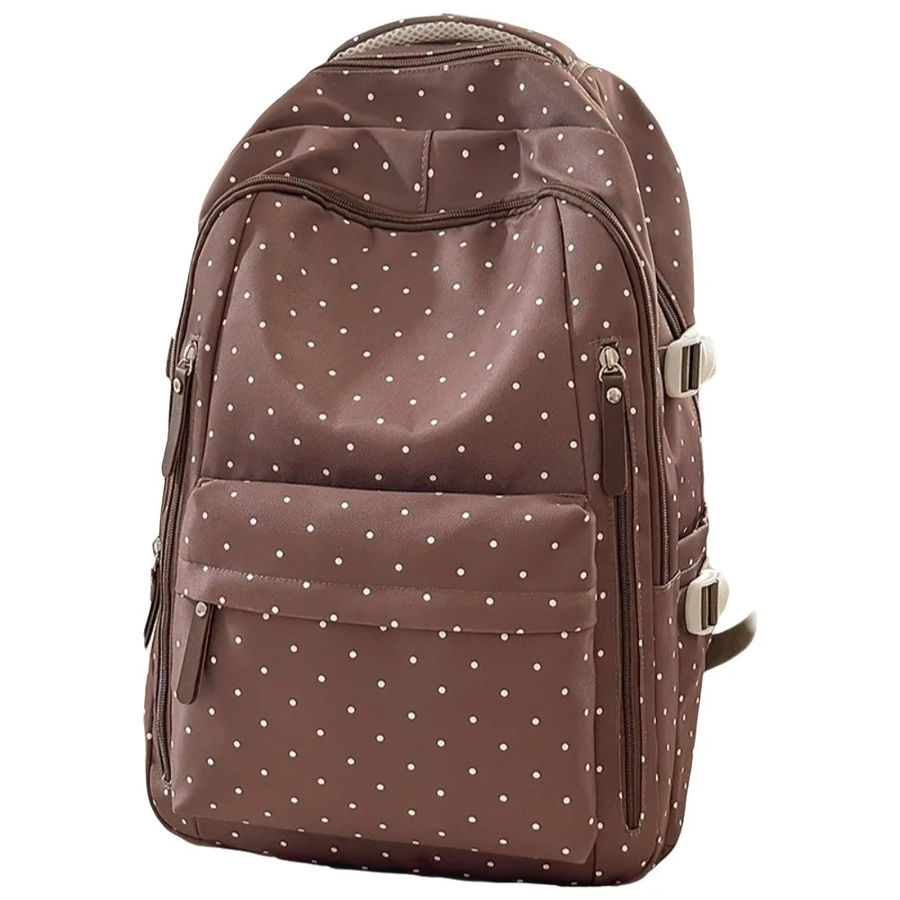 Sac à dos tendance en nylon à pois, imperméable, grande capacité, double bandoulière, multicolore, souple, pour étudiants, cartable, sac de jour