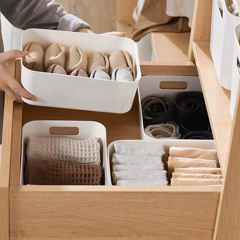 

Пластиковый ящик для хранения для офиса, дома, кухни, аккуратный органайзер, белая пластиковая студийная корзина для хранения-A021