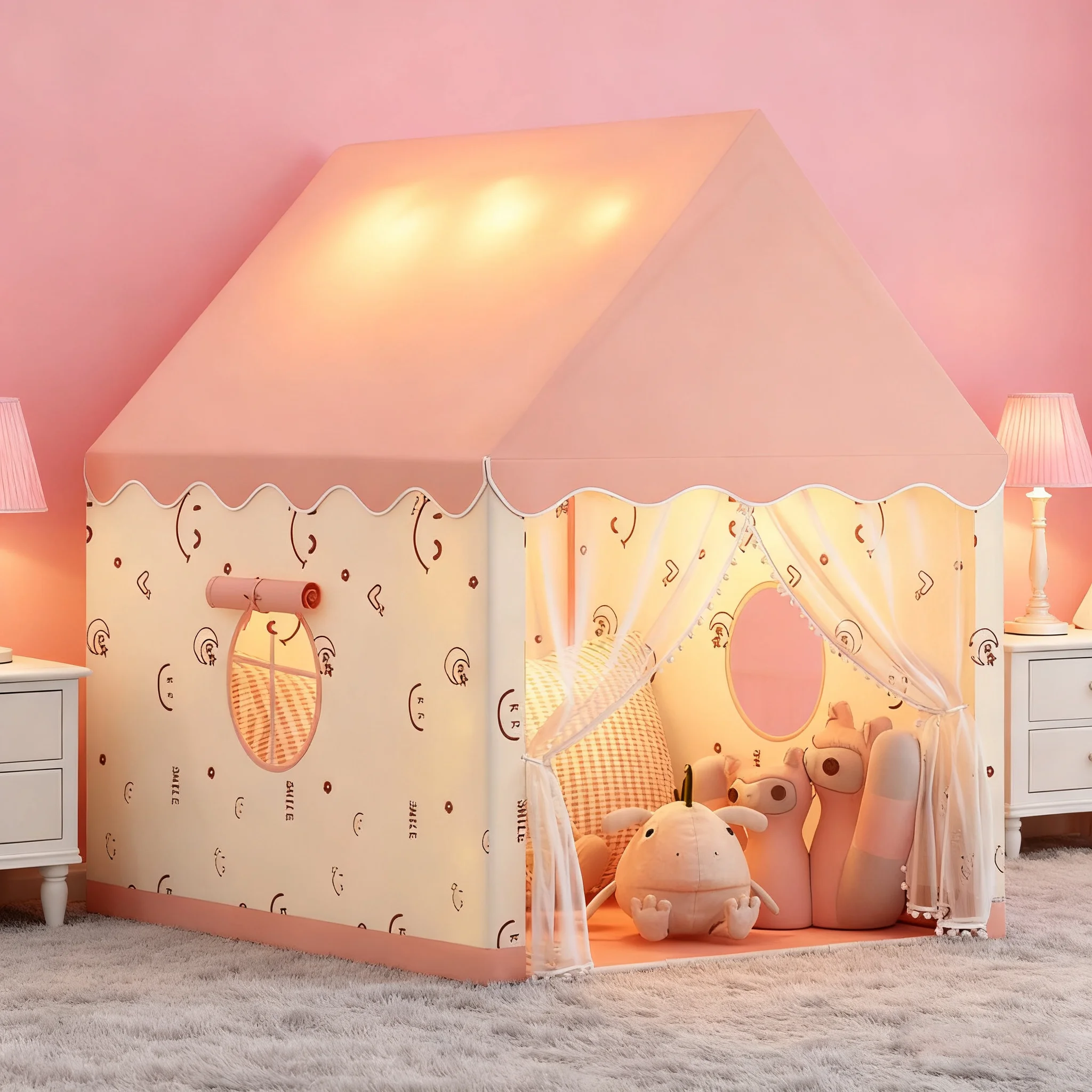 

улыбающееся лицо, замок принцессы, игровой домик, детская игровая палатка, детская игрушка, доступная как в помещении и на открытом воздухе, подарок для ребенка (одинная палатка)