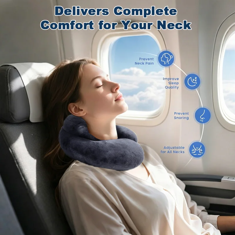 U Shaped PP Cotton Foam Neck Pillows Soft Travel Pillow Massage Neck Pillow Sleeping Airplane Pillow Cervical Healthcare Bedding