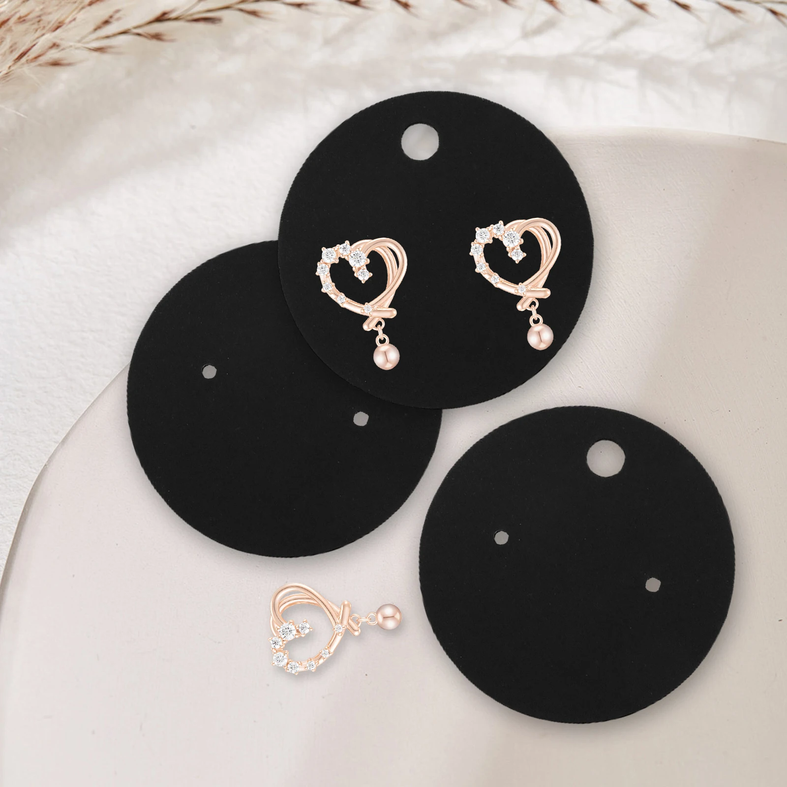 

200Pcs Round Kraft Paper Earring Cards Packaging Bags Earring Display Holders Retail Jewelry Display Cards Card