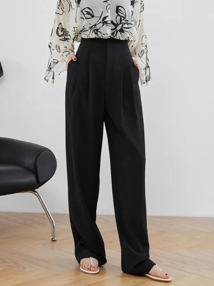 Women Loose Spring Summer 2024 New High Waist Wide Legs Slim Casual Trousers Fashion Trend Female Suit Straight Pants pantalones