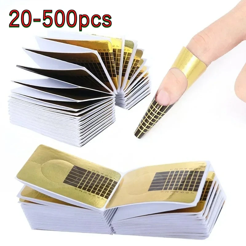 

20/50/100/500 шт. Формы для французского маникюра, накладки для наращивания ногтей акрилом и УФ-гелем, шаблоны для моделирования, стикеры-гиды для маникюра