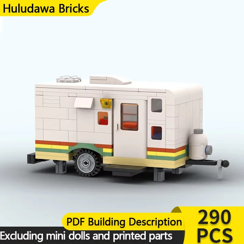 Modelo de coche urbano, ladrillos de construcción MOC, acogedor Camper, remolque de viaje, caravana, tecnología Modular, regalo, vacaciones, montar, traje de juguete para niños