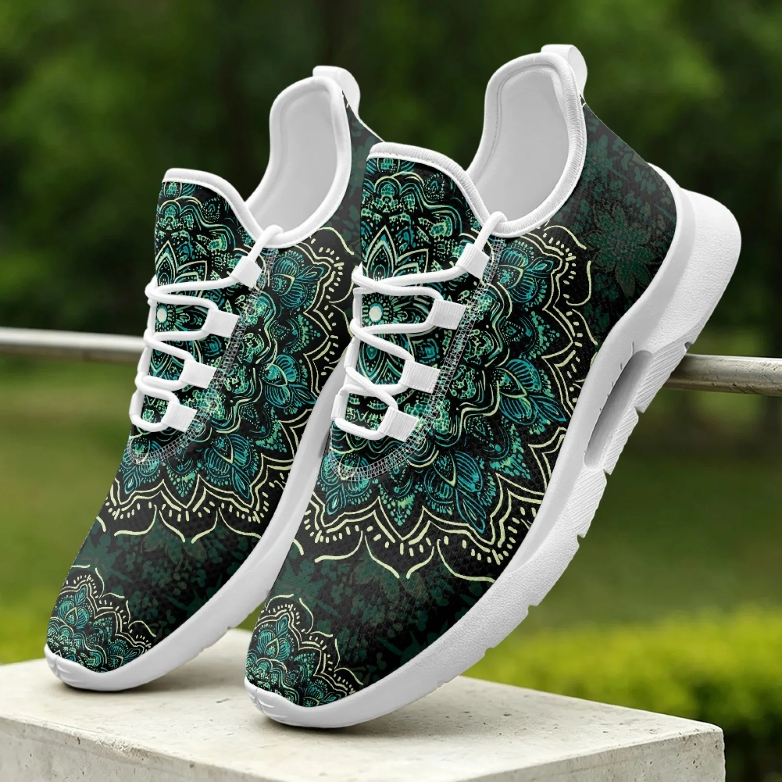 XIXIRIMIDO Women Lace-up Casual Shoe Nurse Shoes Women's Sandals Men's Sneakers and Casual Shoes Tenis Feminino Mandala Flower