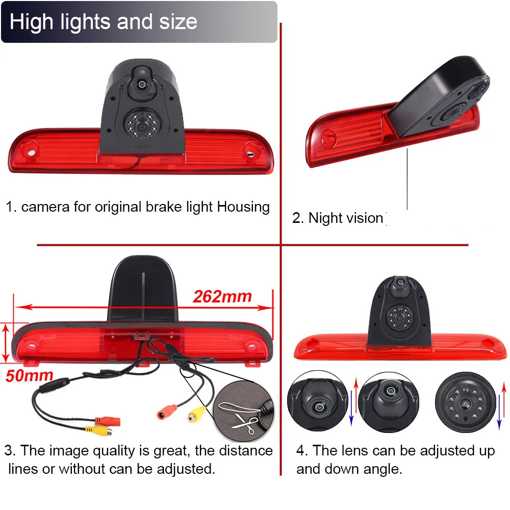 Double rear view camera for Fiat E-Ducato Maxi Van L3H2 / 140 Multijet L4H2/ Citroen Jumper/Peugeot Boxer Opel Movano Movano-e C