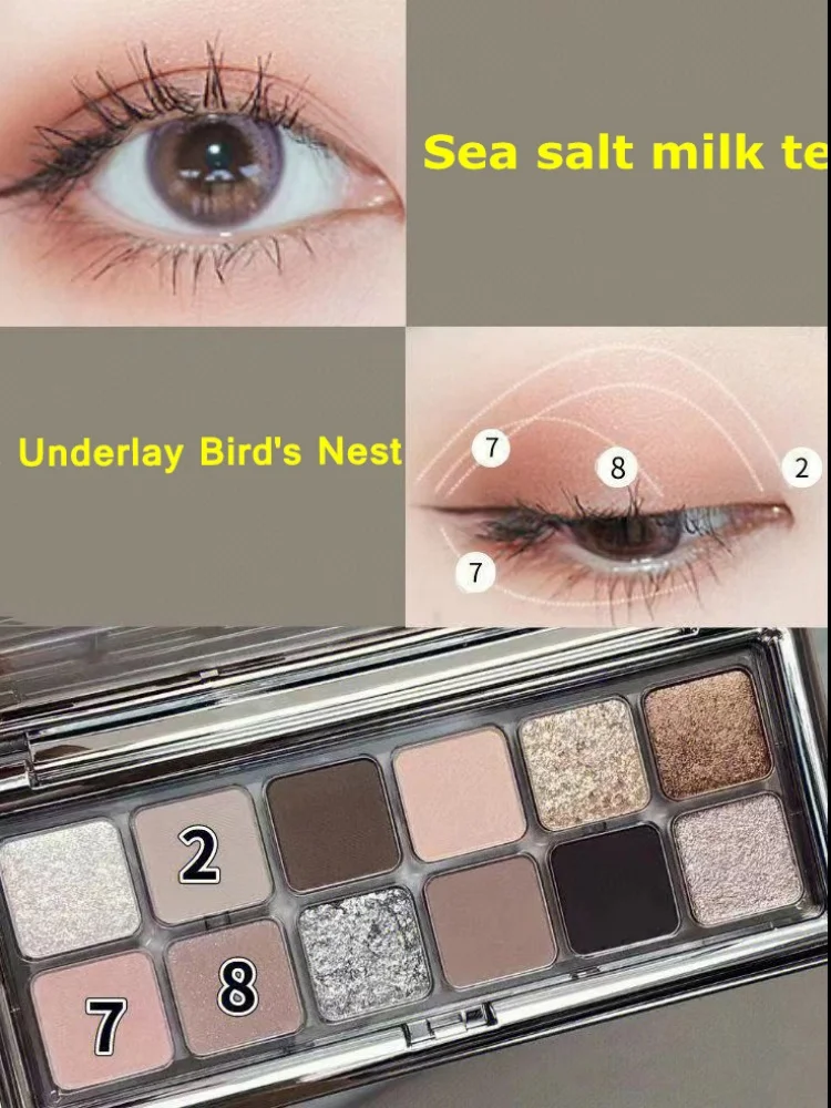 12 Color Eye Shadow Plate Matte Pearl Eyeshadow Girl Beginner Makeup Eyeshadow Tray