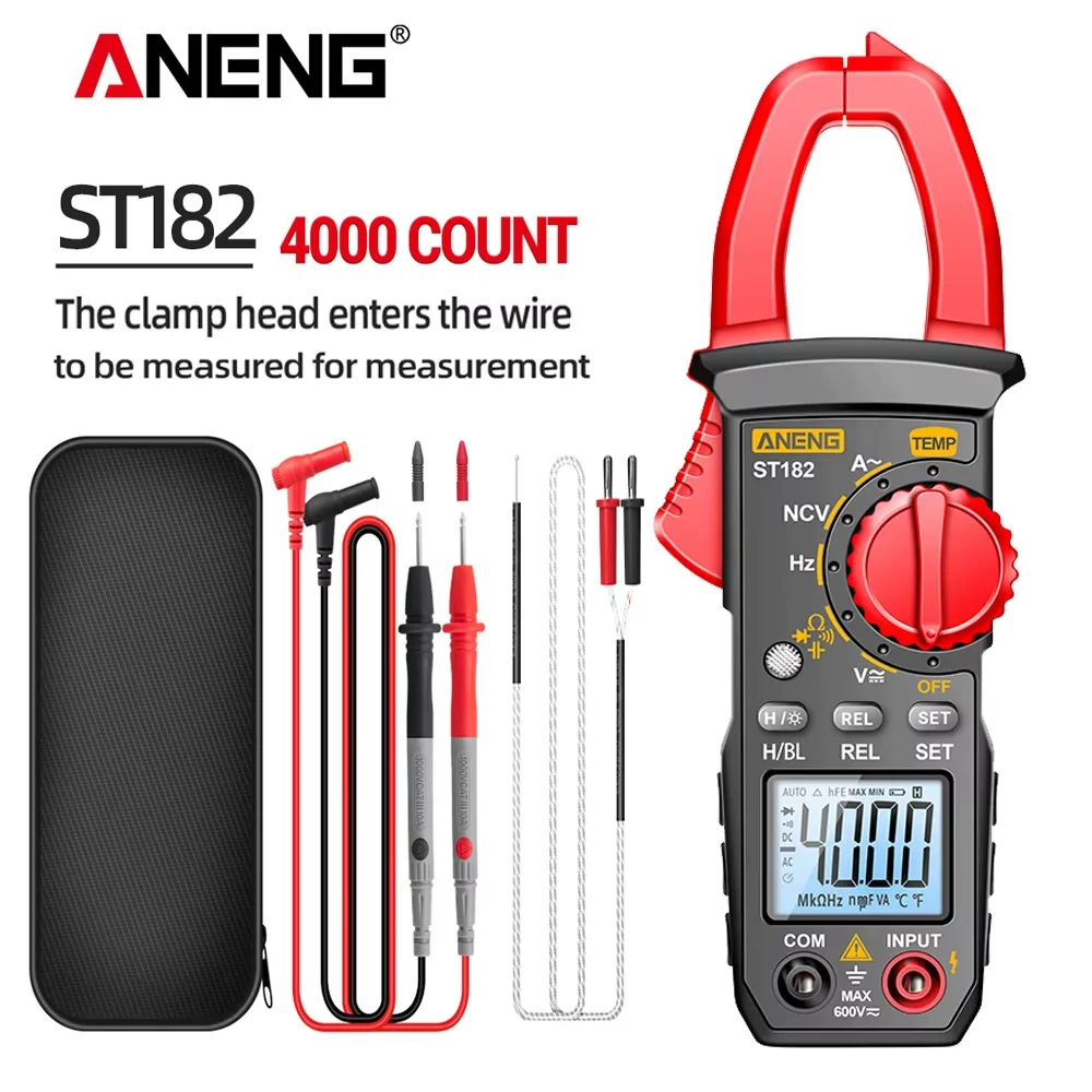 Digital Multimeter Clamp Meter ANENG ST182 AC Current DC/AC Voltage Ammeter Voltages Tester Amp Hz Capacitance NCV Ohm Test