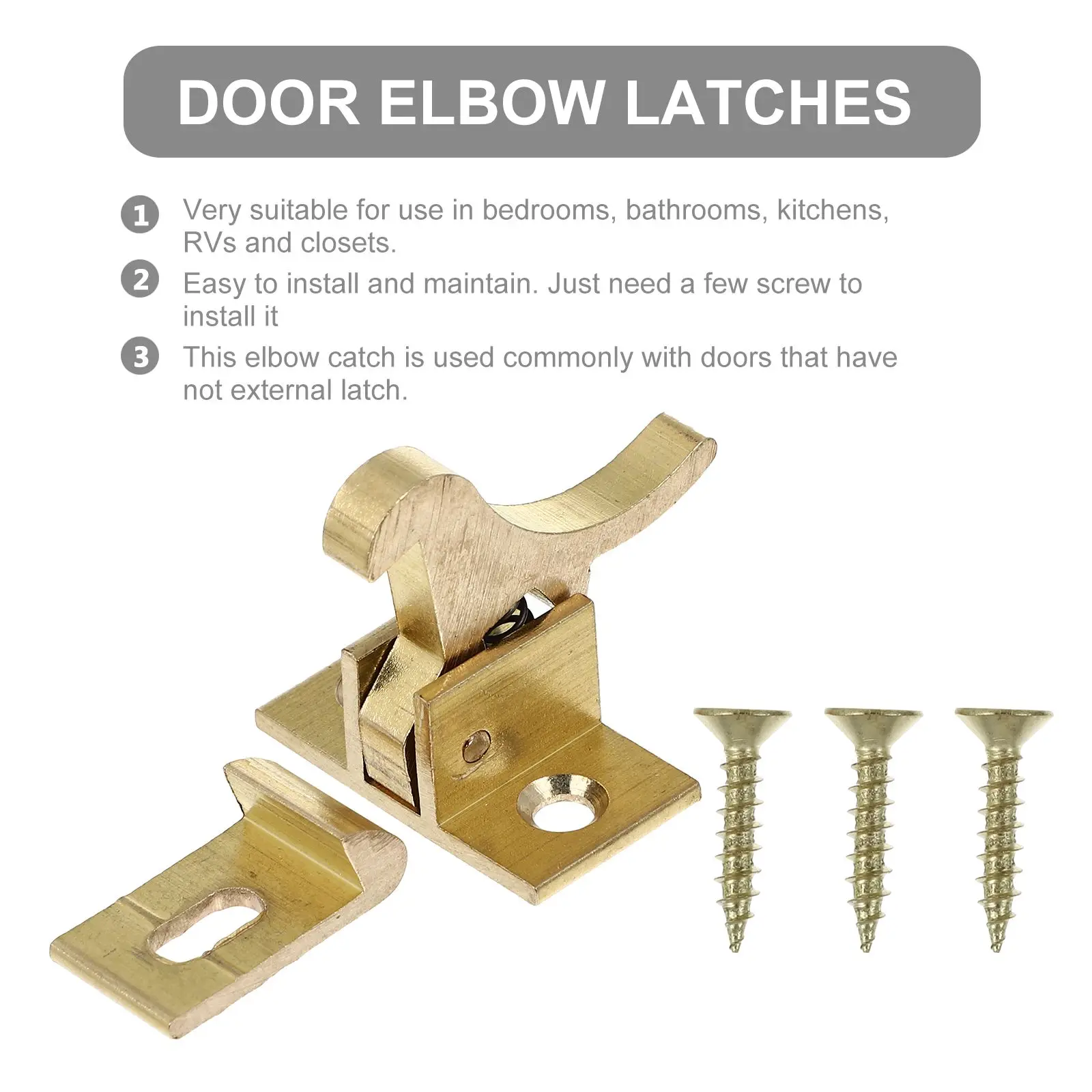 2pcs Heavy Duty Brass Elbow Latches Locks for Doors Windows Cabinets Furniture Sturdy Practical Pure Copper Material