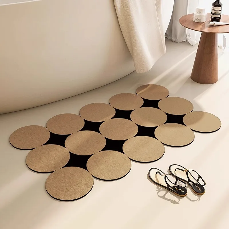 Bathroom Soft Floor Mat Toilet Absorbent Foot Mat Wash Table Non-slip Mat Cream Wind Bathroom Special Shaped Carpet Drain Mat
