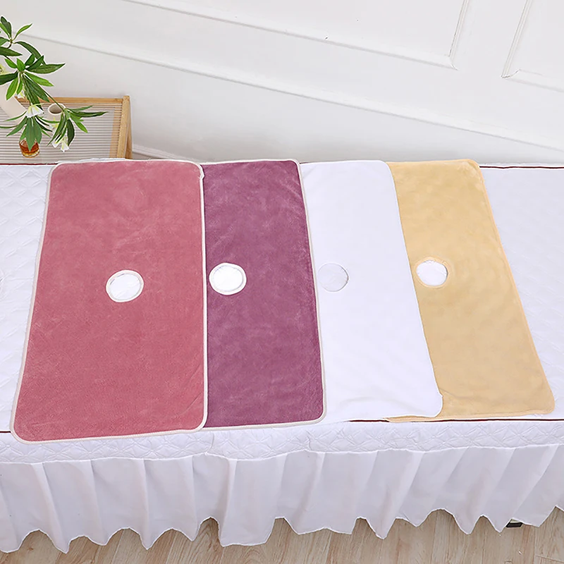 1pcs Professional Thickened Beauty SPA Massage Table Planking Face Towel With Hole Bed Bandana Headrest Pads