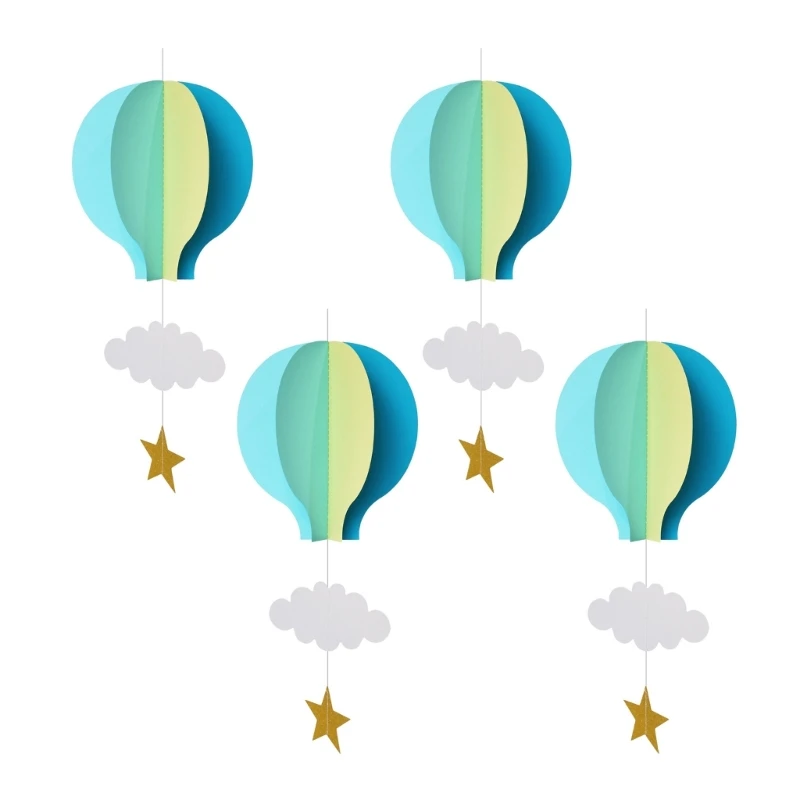 Hot Air Balloon Paper Pendant 4PCS for Birthday Party Wedding Indoor Home Decors Ceiling Hanging Ornament Party Drop shipping