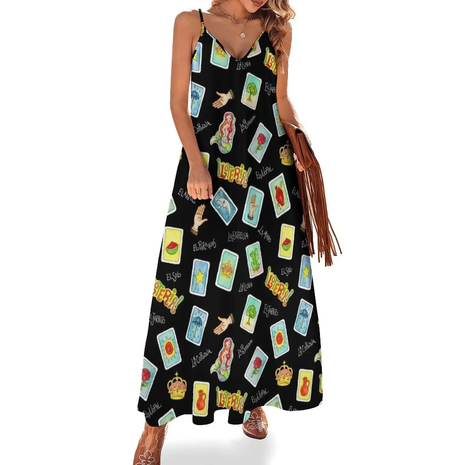 

Loteria cards and symbols Sleeveless Dress Long dress dress women elegant luxury summer women's suit