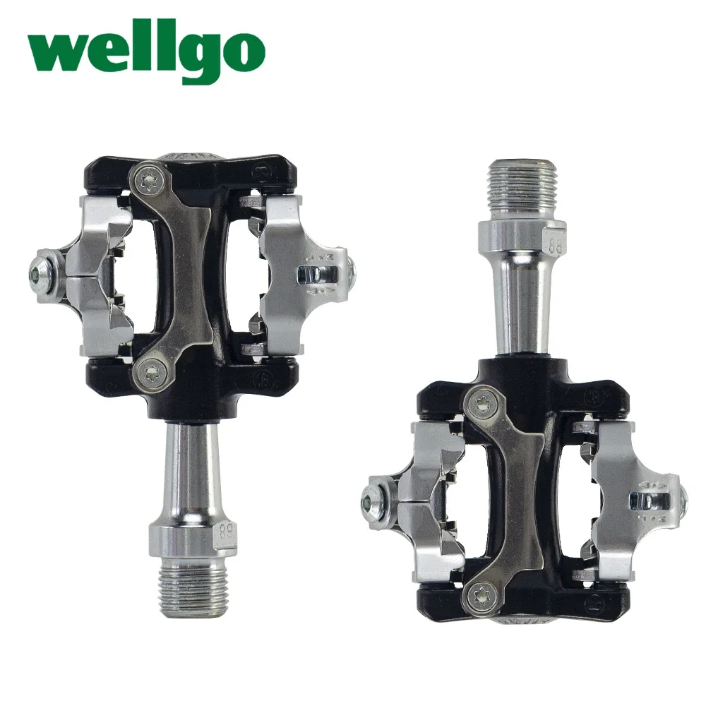 Wellgo Original W01 Aluminum Clipless Body Cr-Mo Spindle Sealed Bearing MTB Road Bicycle Pedal for SHIMANO SPD Cycling Parts