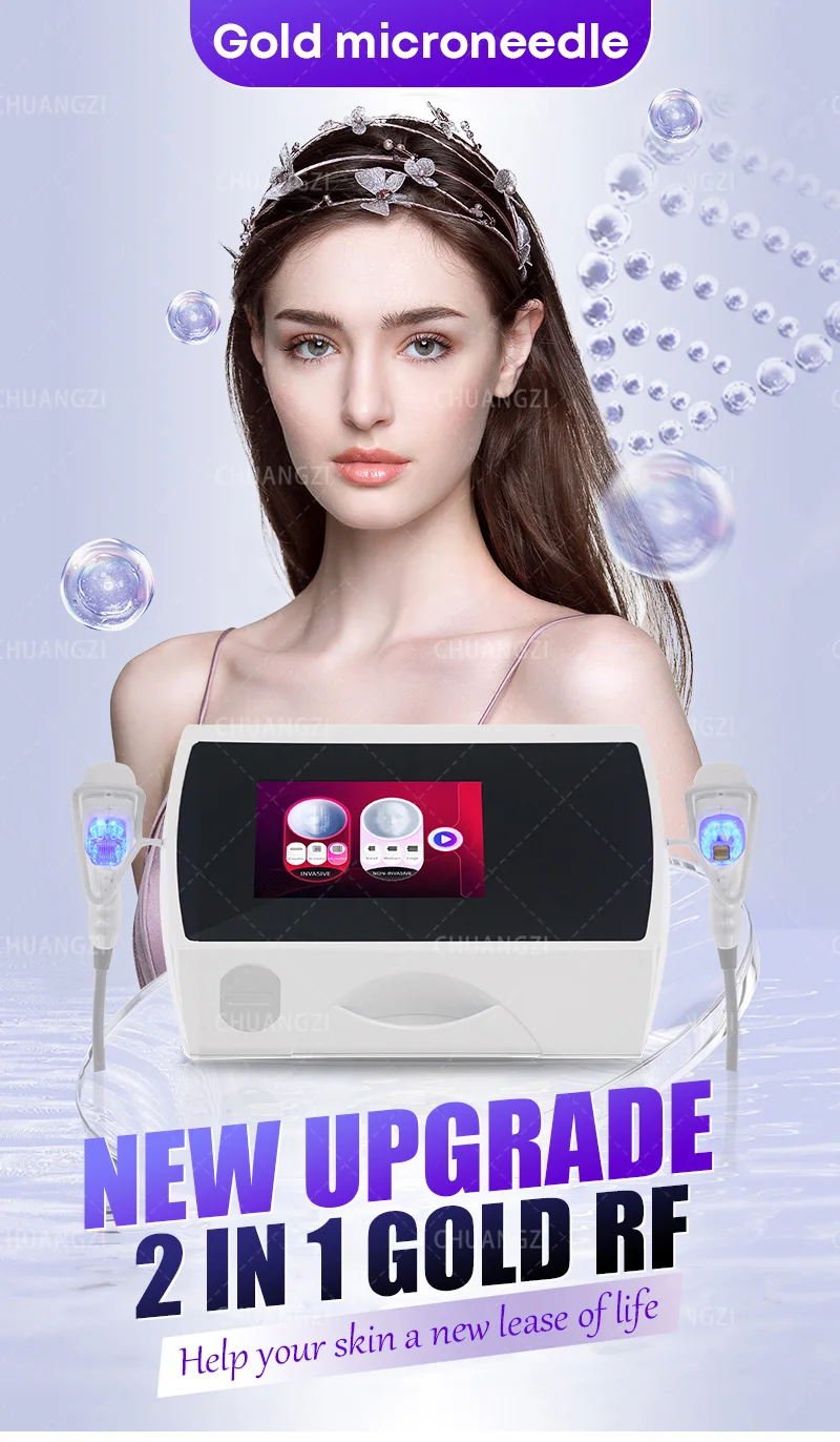 2 In 1 Fractional RF Microneedling Machine Portable Radio Frequency Skin Tightening Device With Cold Hammer For Face Neck Stretc