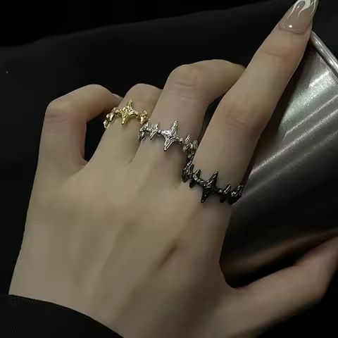 Adjustable Starlight Ring, Stainless Steel Punk Jewelry for Women Men, Comfort Fit Daily Wear Gift Idea Couples