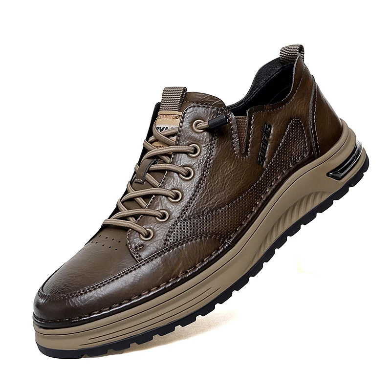 Men Casual Oxford Shoes Lace Up Fashion Mens Designer Flat Brown Shoes Genuine Leather Minimalist Outdoor Sneakers for Man Retro