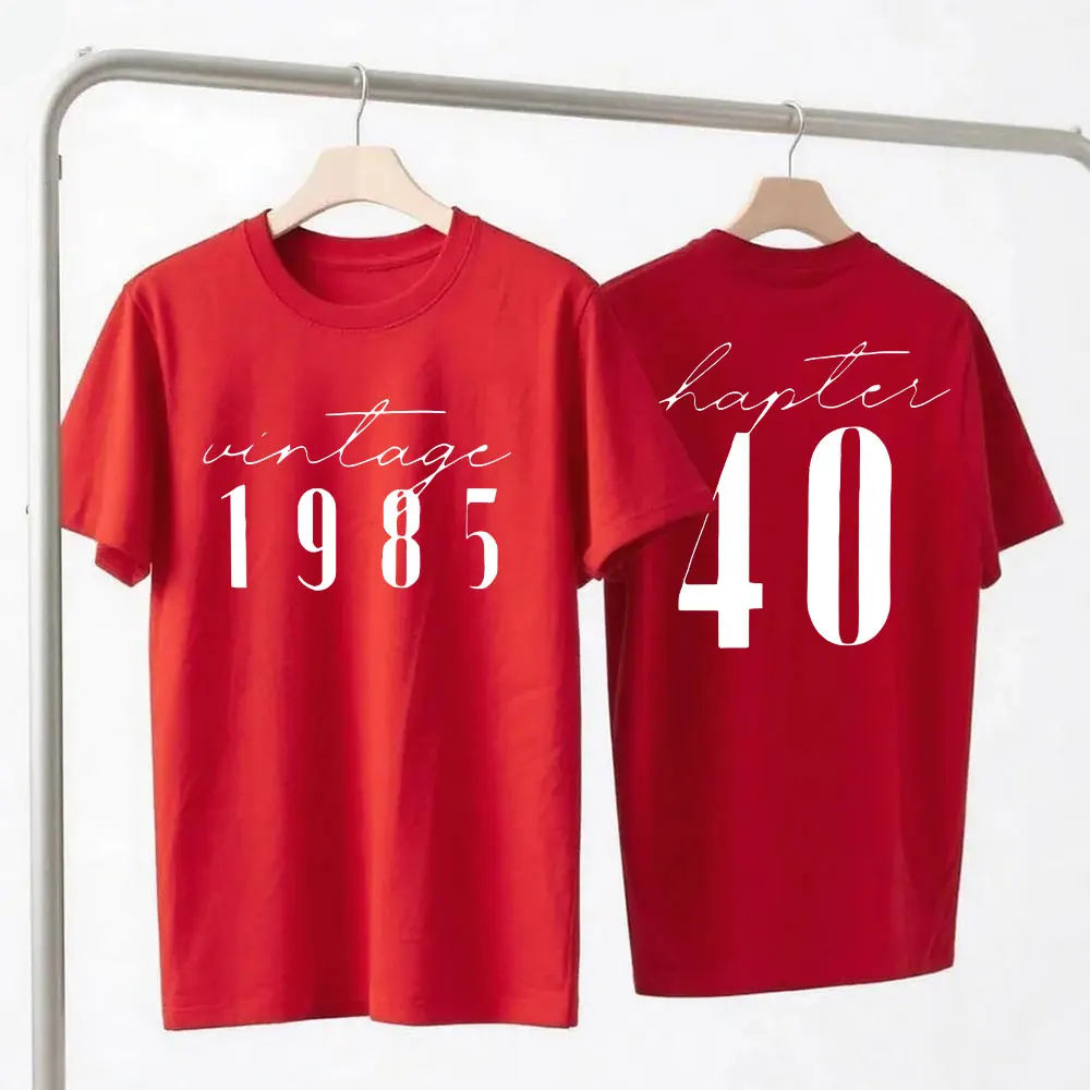 40th Birthday Gift Shirts Vintage 1985 Original Parts Tshirt for Women Letter Print Retro Birthday Casual Tee Top Women Clothing