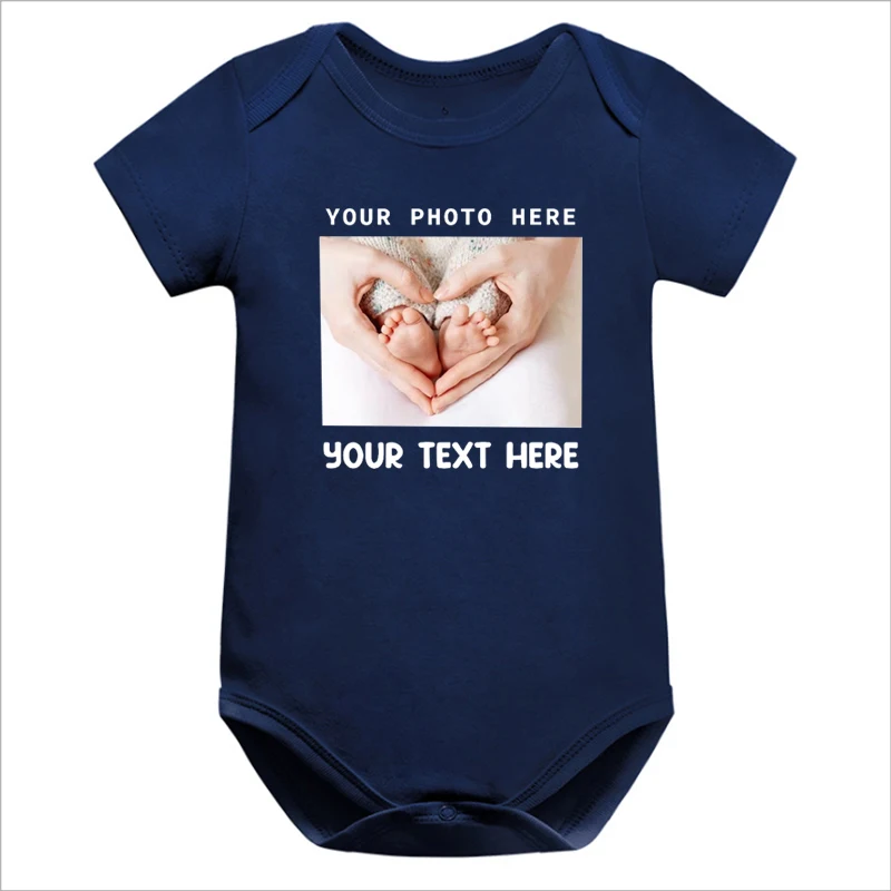 Bodysuit personalizado foto, camisa do texto, recém-nascido bebê menina roupas, 0-6m