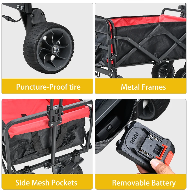 Electric Camping Wagon Cart Foldable 2000mAh Electric Powered Assistance Collapsible for Outdoor Use Camping Fishing Shopping - view 5
