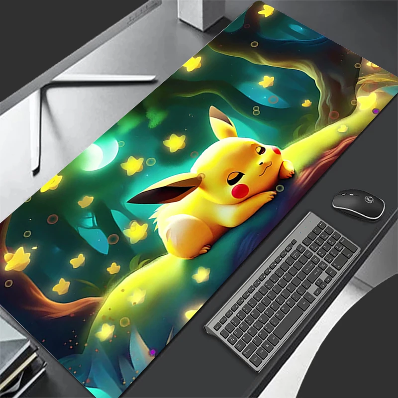 Alfombrillas de ratón, alfombrilla de escritorio exquisita, Protector para juegos, alfombrilla de ratón Pokemon Pikachu, decoración de mesa de oficina, teclado, alfombrilla larga para ordenador y jugador