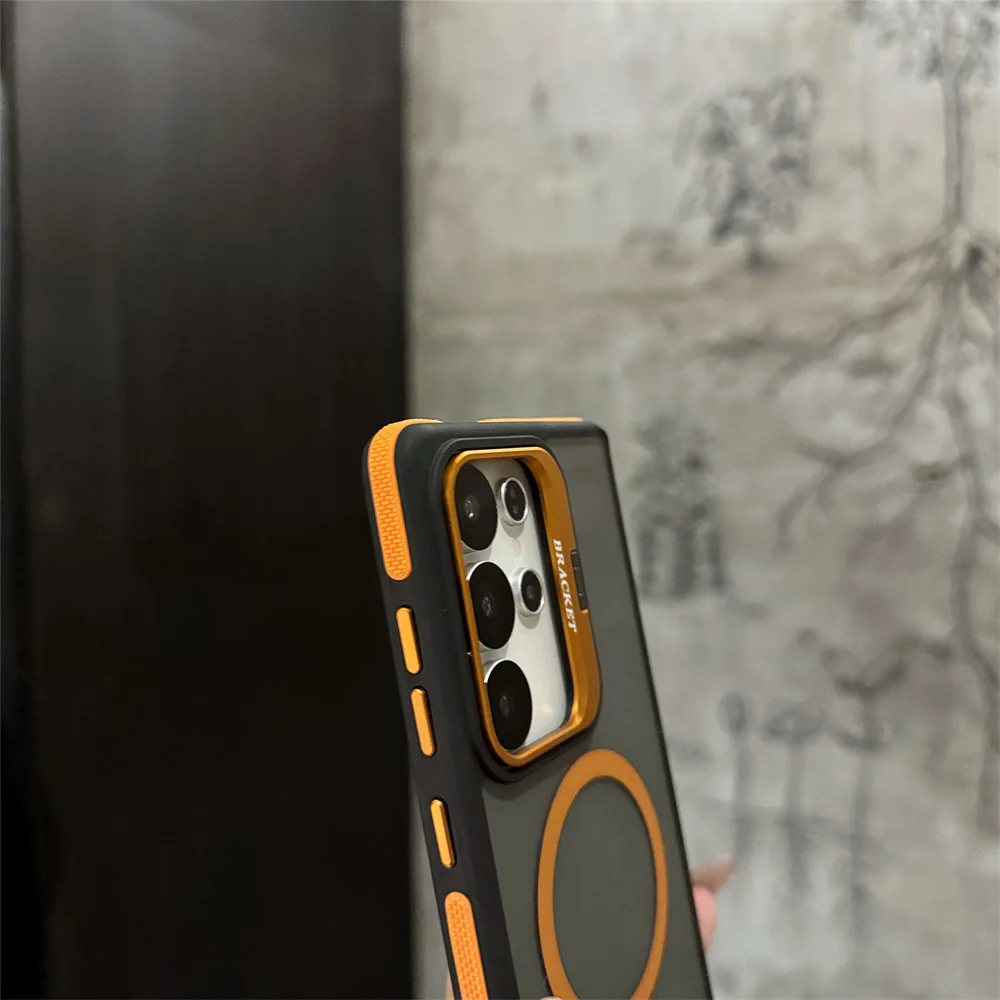 حافظة لهاتف سامسونج S25 S24 FE S23 Plus S22 Ultra شحن لاسلكي أسود غطاء شفاف #5