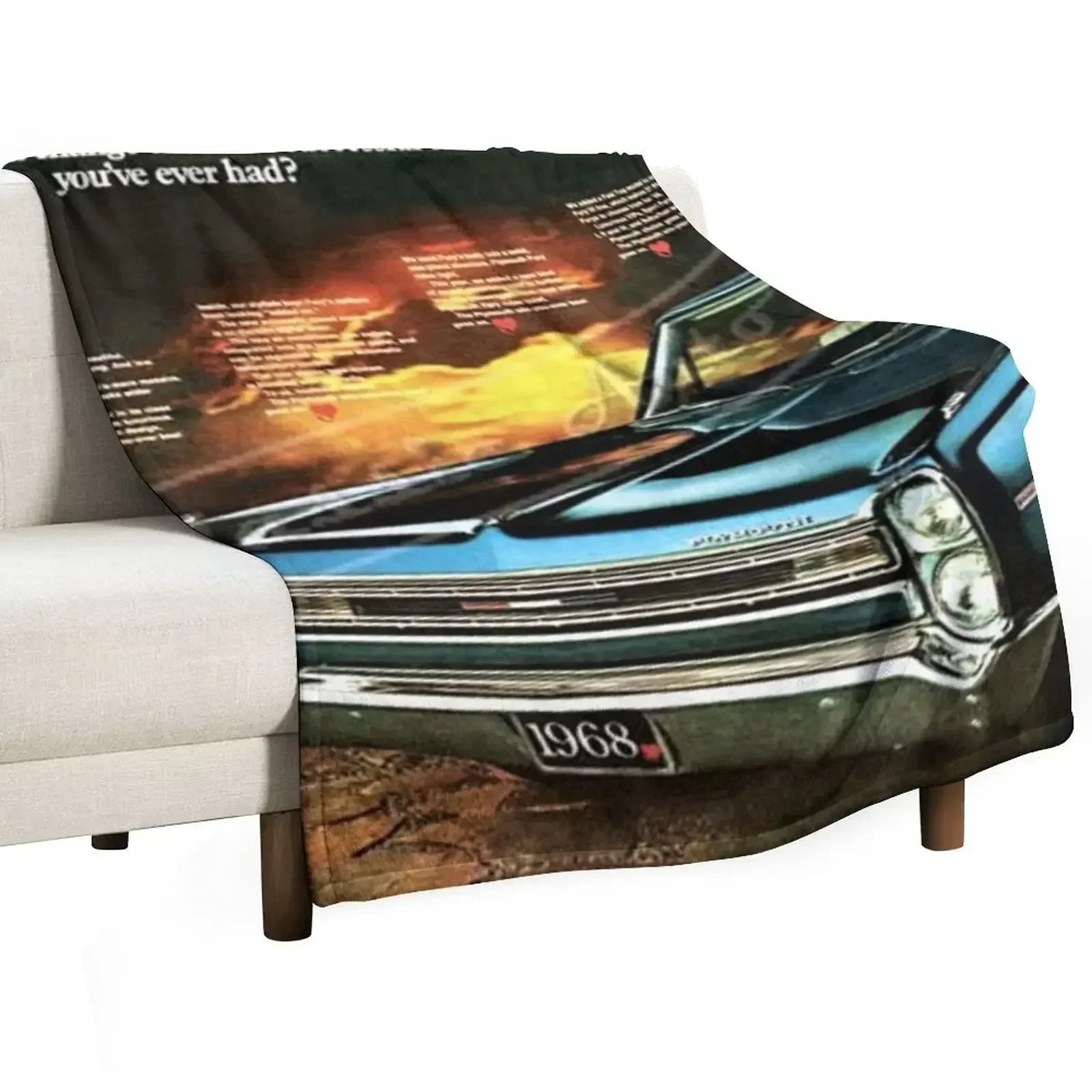 1968 Plymouth Fury Original Car Announcement Wall Art poster / vintage posters Throw Blanket wednesday Soft Big Blankets