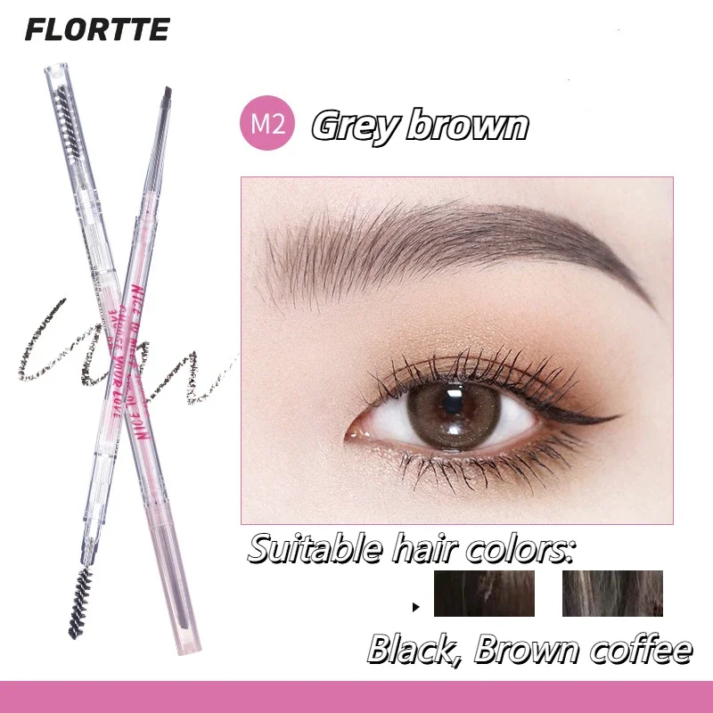 Double-head FLORTTE Dual-Ended Extra Fine Eyebrow Pencil Mood Institute Pink Flower Blossom  Long Lasting Waterproof Cosmetics