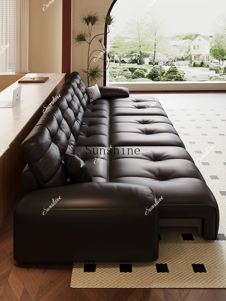 

Zero wall electric leather sofa bed living room retractable adjustment Italian minimalist, multi-functionalH
