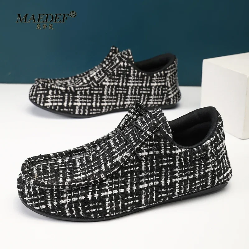 Men Casual Canvas Footwear Soft Comfortable Flat Round Toe Black Loafers for Male Lightweight Driving Cycling Boat Shoes Yellow