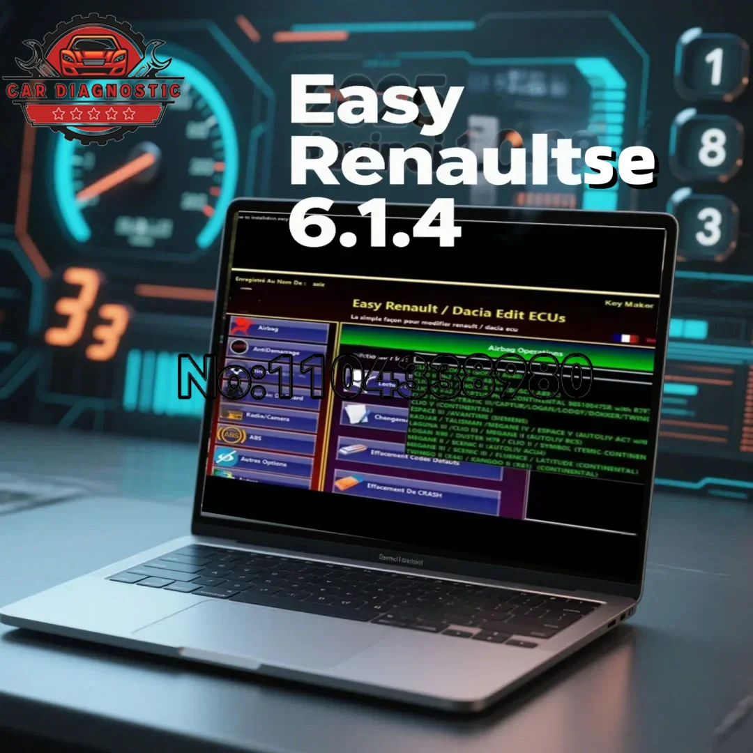 

2025 Easy Ren/ault 6.1.4 Software for Renault ECU Programmer Clear Crash Airbag Card Keys UCH Cleaner WORK with OBDLink Renolink