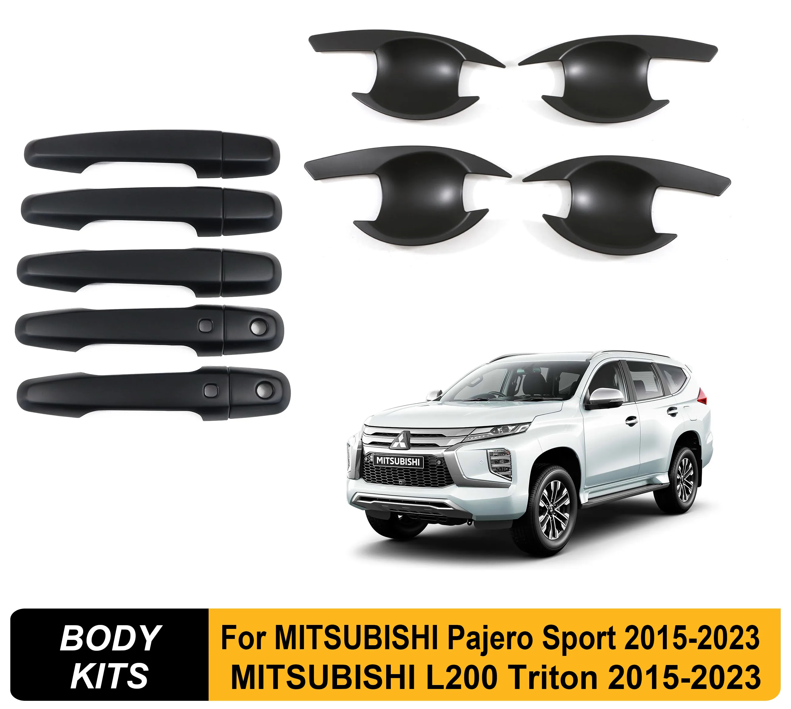 

Дверные ручки, накладки на чашу для Mitsubishi Pajero Sport/Triton 2015-2023, внешние аксессуары для автомобиля, матовая черная защита ручки