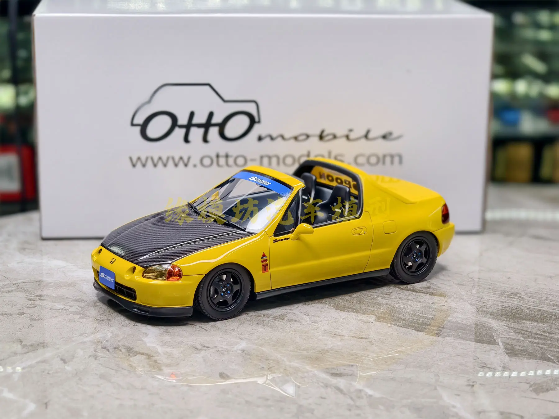 OTTO 1:18 DEL SOL SPOON PHOENIX YELLOW 1996 JDM Simulation Limited Edition Resin Metal Static Car Model Toy Gift