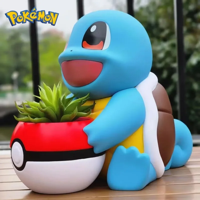 Anime Figure Pokemon Charmander Flowerpot Squirtle Bulbasaur Potted Canister Model Statue Doll Toys Desktop Decoration Toy Gifts