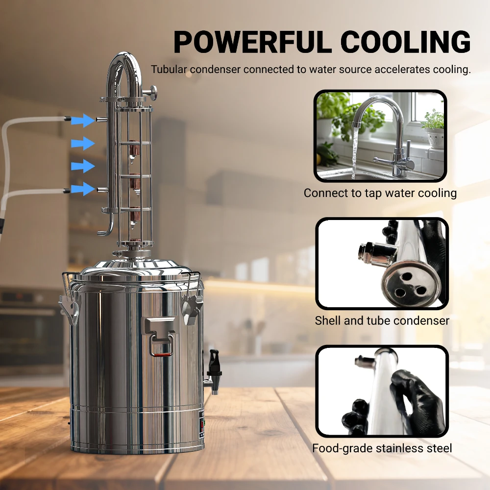 HOOLOO SIP15/25/50 المقطر المنزل التدفئة الكهربائية Moonshine لا تزال آلة التقطير النحاس الفولاذ المقاوم للصدأ عمود ويسكي