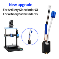 Upgraded Hotend for Artillery Sidewinder X1 X2 Genius and Pro 3D Printer Parts All Metal Nozzle Heating Block Thermistor Kit.
