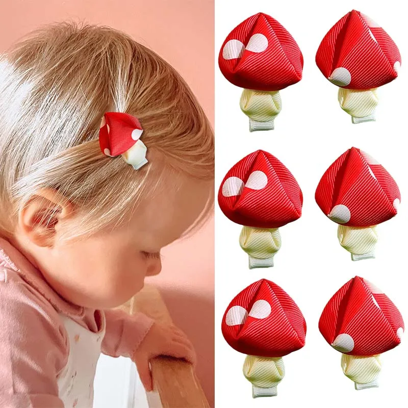 Oaoleer 2Pcs/set Creative Mushroom Shape Hair Clip For Girls Cute Simulated Hairpin Kids Barrettes Headwear Baby Hair Accessorie