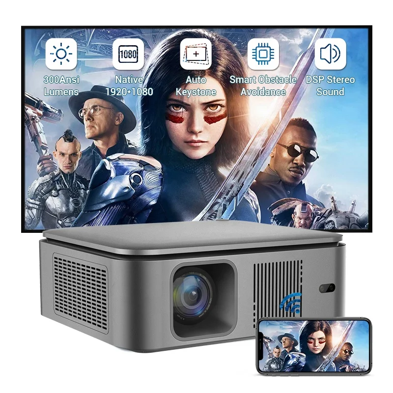 Projetor de filme Full HD para Home Theater e Cinema, 1080P, 300 ANSI, Android 11, 8K, HY450