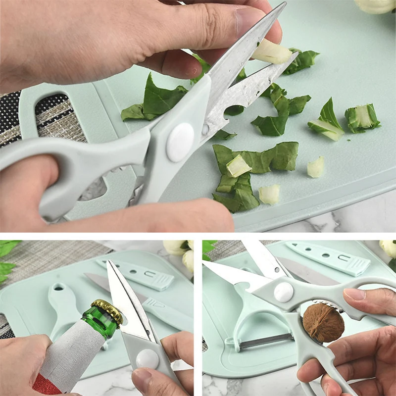 4pcs/Set Kitchen Knives,Chopping Board,Scissors,Peeler,Fruit knife Set Meat Cleaver,Boning,Paring,Barbecue,Cooking Tools