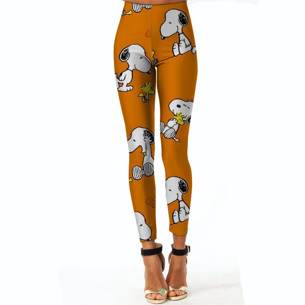 Leggings casual comodi elasticizzati slim fit da donna con stampa Snoopy primavera/estate Leggings da donna attillati rosa