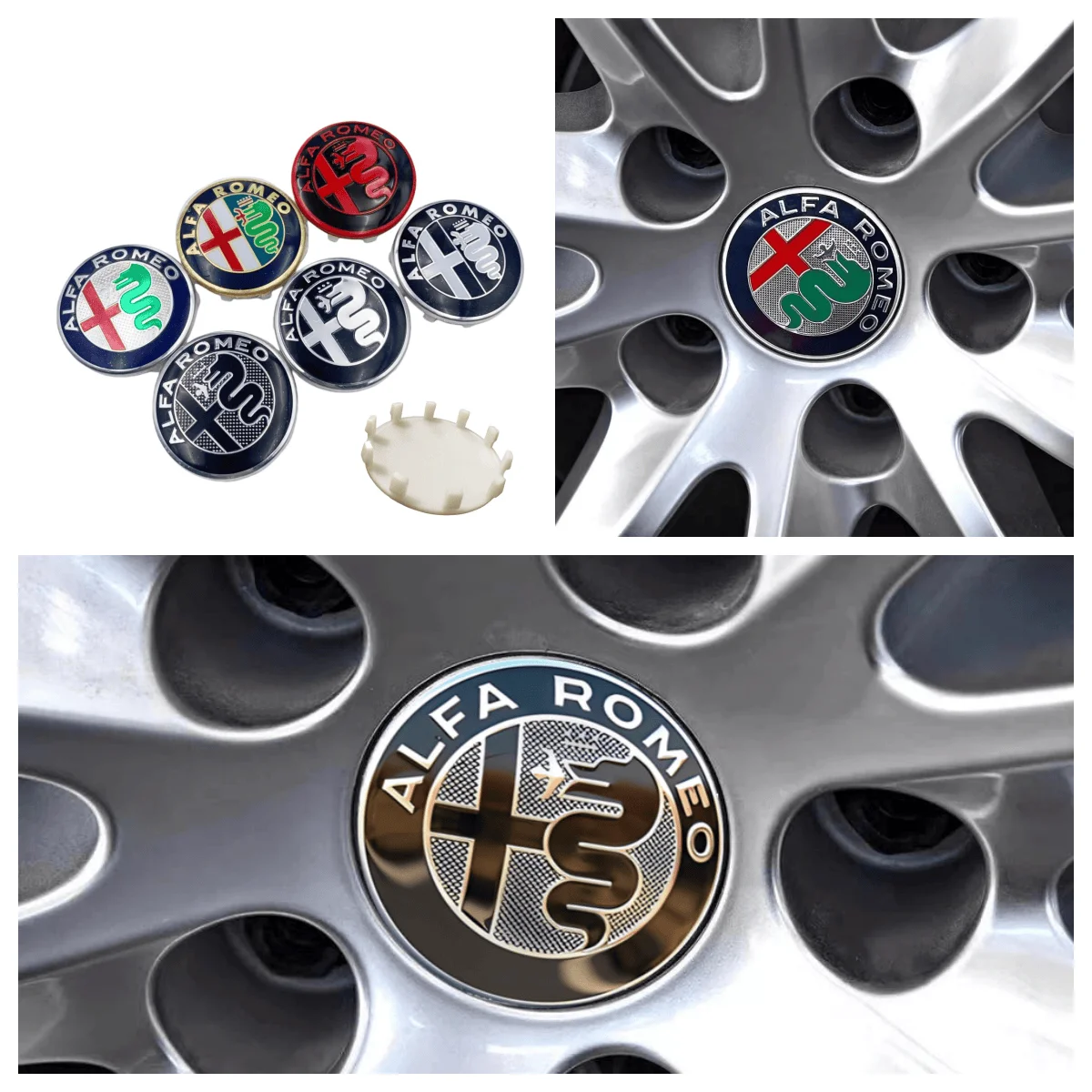 4 יחידות כיסוי מרכזי לגלגל עם 10 פין, כיסוי לוגו לגלגל, אביזרים לרכב עבור אלפא רומיאו מיטו 147 156 159 166