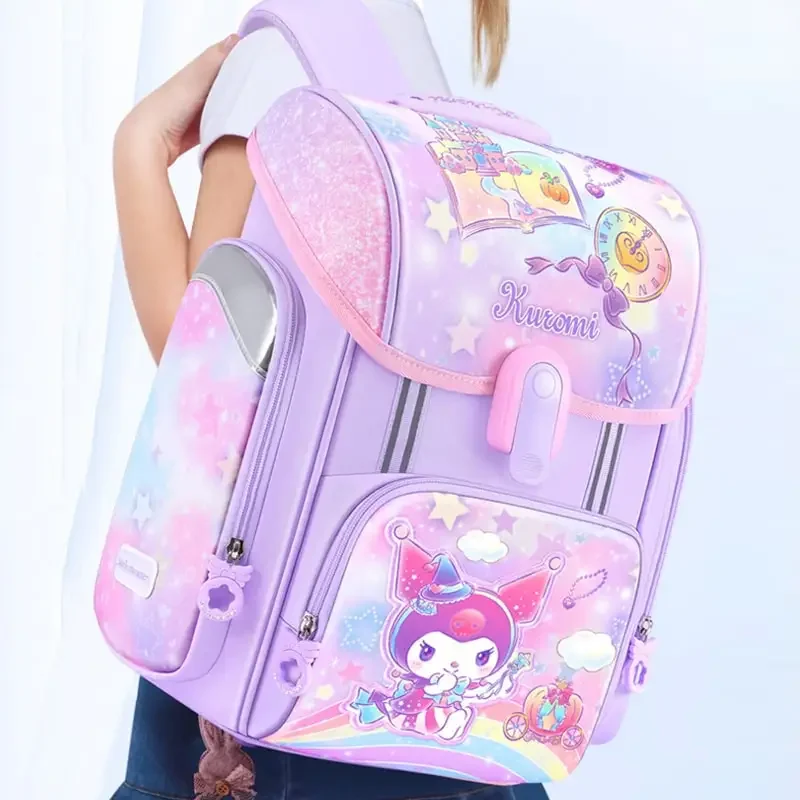 

Sanrioed Anime Kuromi Cinnamoroll Cute Children Backpack Pupil Schoolchildren Stationery Schoolbags Cartoon Shoulder Bag Gift