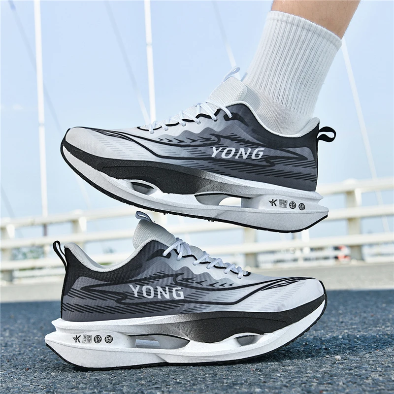 

2025 New breathable youth sports shoes men's ultra-light student professional carbon plate shock-absorbing running shoes