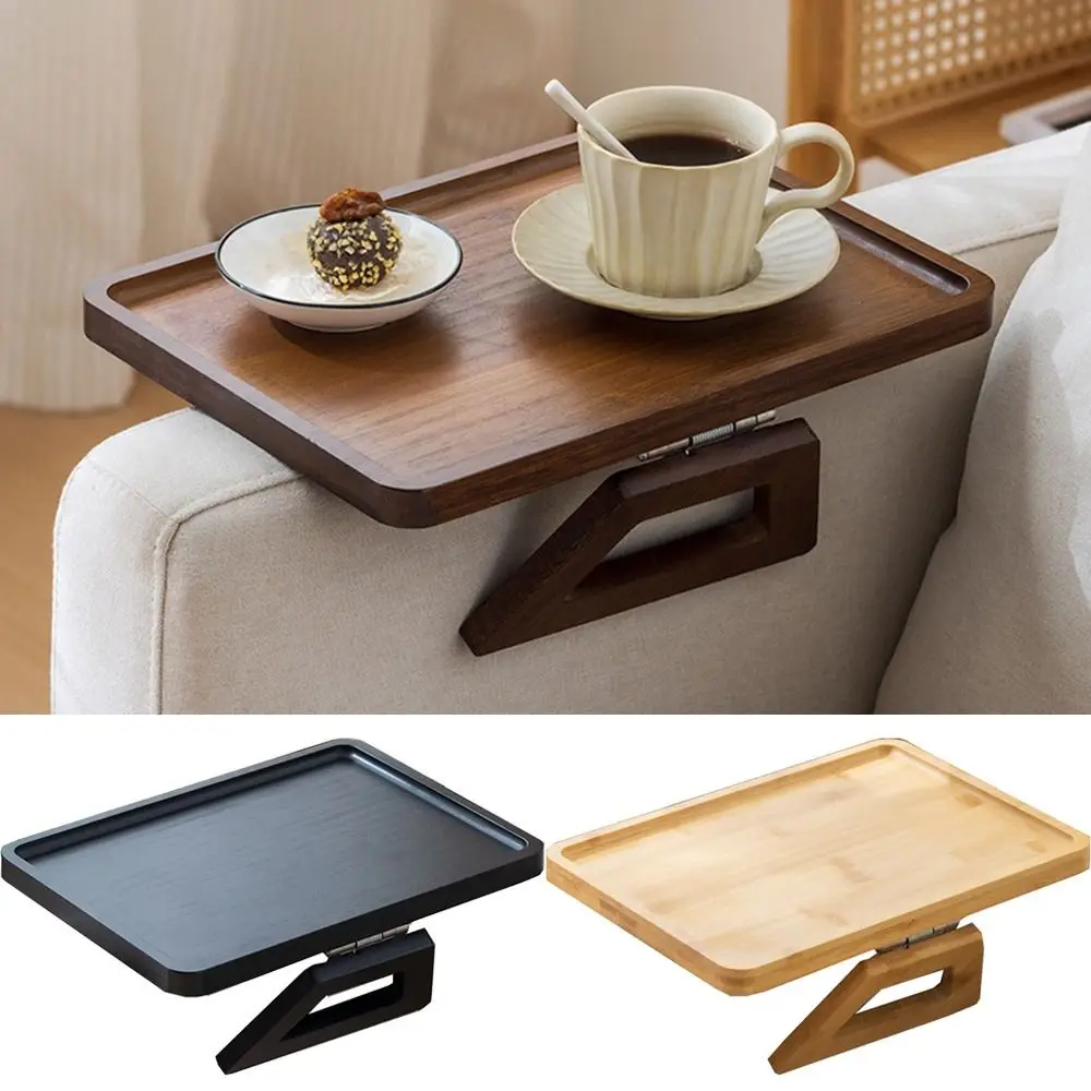 

Space Saving Wooden Folding Sofa Table Clip-On Sturdy Sofa Armrest Tray High Load-bearing Capacity Anti-slip