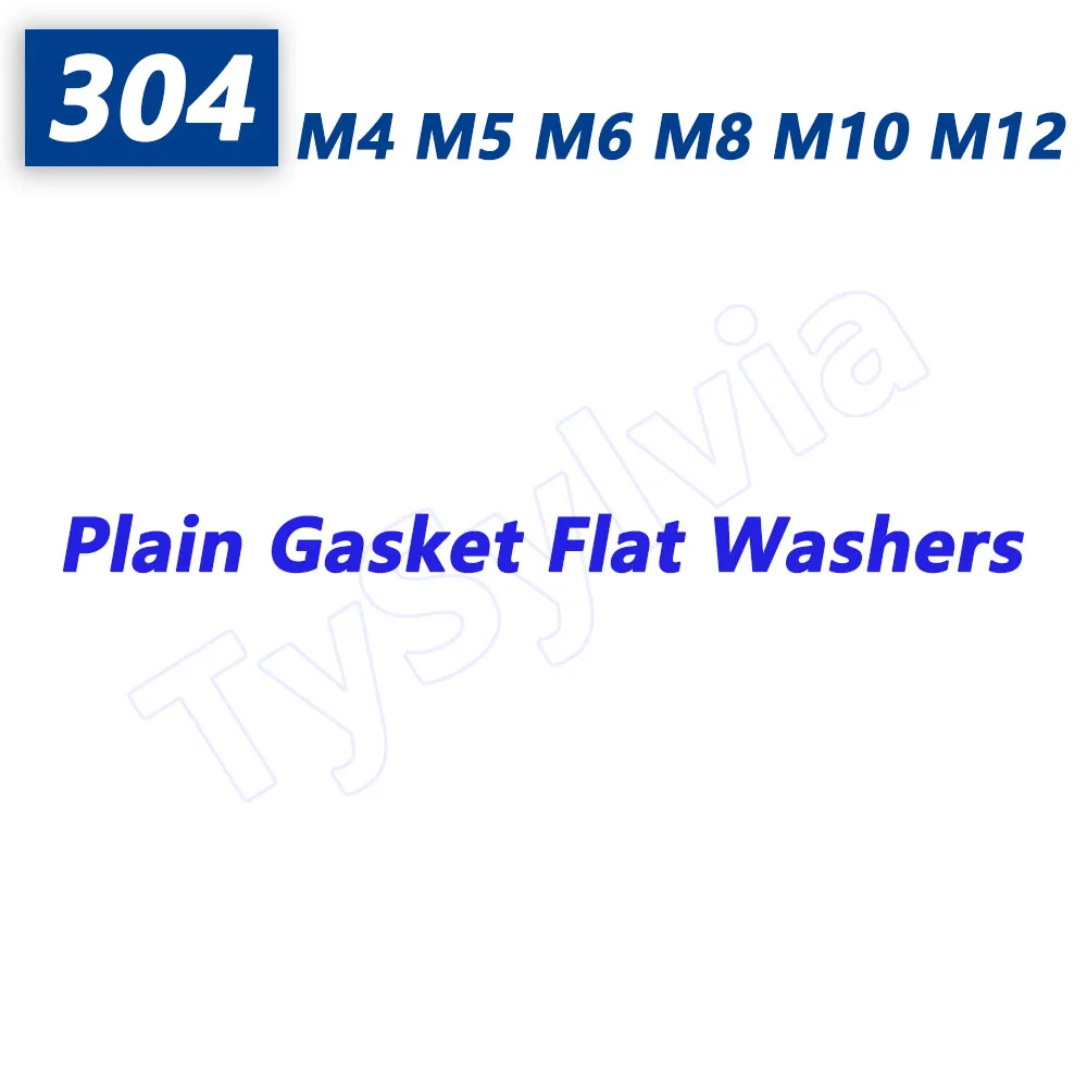 M4 M5 M6 M8 M10 M12 304 Stainless Steel Plain Gasket Flat Washers, Corrosion-Resistant for Motorcycle