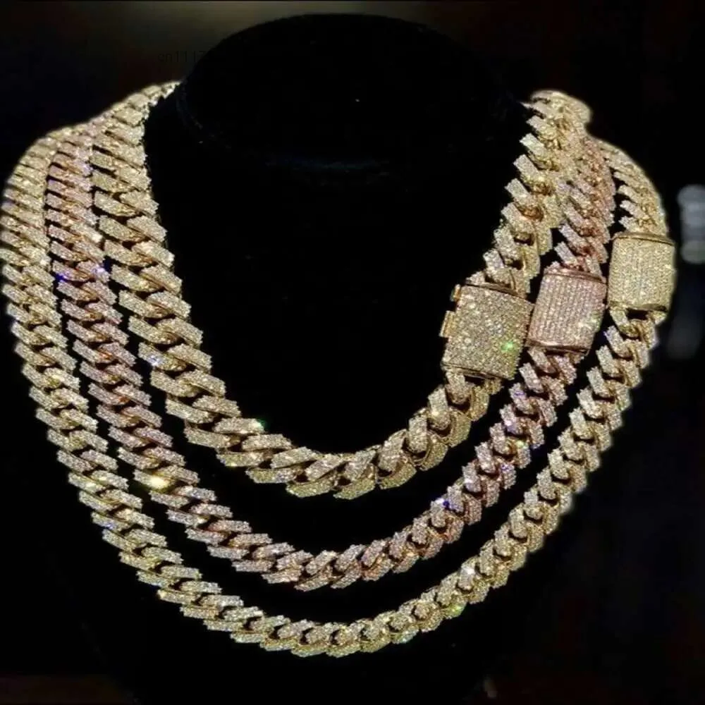 Anant Presents Charm 14mm 925 Sterling Silver Necklace for Men Custom Yellow Gold Plated Cuban Link Chain Necklaces Tennis Shop.